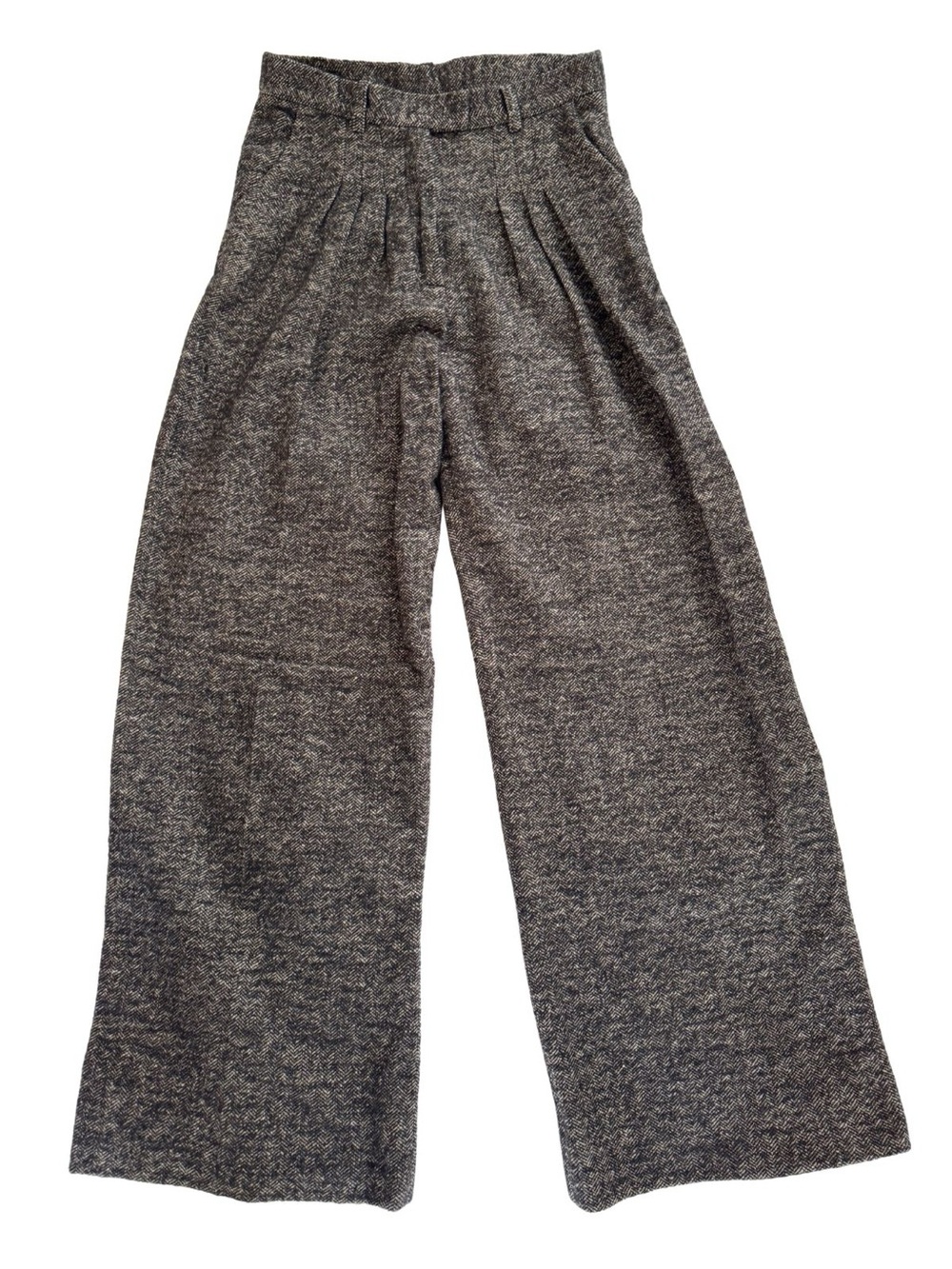 Etro Wide Leg High-Waist Herringbone Trousers